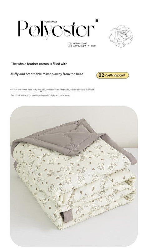Lightweight Reversible Summer Quilt - Soft, Breathable & Machine Washable Comforter(150x200cm Fan Flower)
