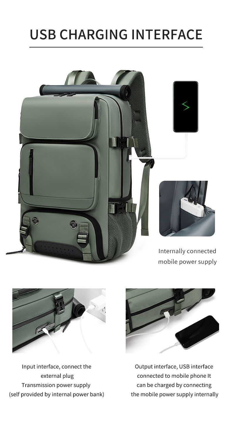 4-in-1 Convertible Travel Backpack & Briefcase - Large Capacity, 16" Laptop Compartment, USB Port(Green)