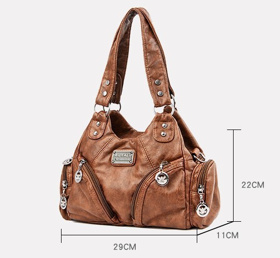 Black Vintage Soft Leather Hobo Bag for Women - Multi-Pocket Shoulder Purse & Crossbody Handbag