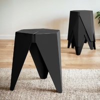 Artiss Puzzle Stackable Bar Stool Plastic Black (Set of 4)