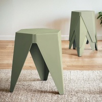 Artiss Puzzle Stackable Bar Stool Plastic Green (Set of 4)