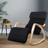 Artiss Afton Rocking Armchair Footrest Nursing Black