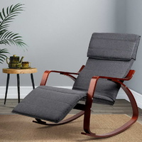 Artiss Afton Rocking Armchair Footrest Nursing Charcoal