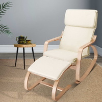 Artiss Rocking Armchair Bentwood Footstool Beige