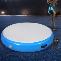 Everfit 1m Round Air Track Gymnastics Mat Blue with Pump