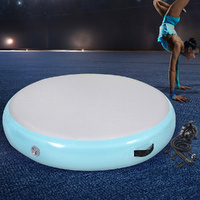 Everfit 1m Round Air Track Gymnastics Mat Green with Pump
