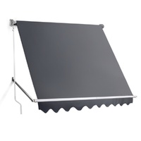 Instahut 2.4x2.1m Fixed Pivot Arm Retractable Window Awning Grey