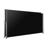 Instahut Side Awning Sun Shade Retractable Privacy Screen 2x3m Black x2