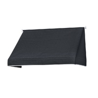 Instahut Window Door Awning 1.2x0.6M Black Polyester Steel Frame