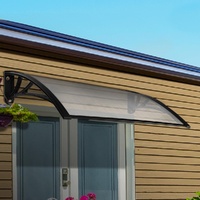 Instahut Window Door Awning Canopy 1m x 4m Transparent Black Frame