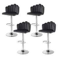 Artiss Bar Stools x4 Adjustable Velvet Grey Kitchen Counter