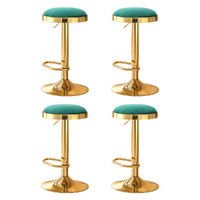 Artiss Bar Stools x4 Velvet Padded Green Kitchen Dining