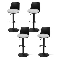 Artiss Bar Stools x4 Curved Swivel Gas Lift Counter Black