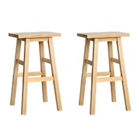 Artiss Wooden Bar Stools Natural Kitchen Counter Chairs x2