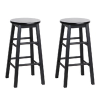 Artiss Round Wooden Bar Stools Black x2