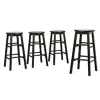 Artiss Round Wooden Bar Stools Black x4