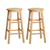 Artiss Round Wooden Bar Stools Natural x2