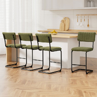 Artiss 4x Velvet Round Bar Stools Green