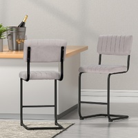 Artiss 2x Velvet Round Bar Stools Grey