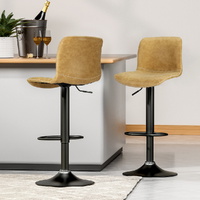Artiss 4x Brown Bar Stools Kitchen Swivel Gas Lift Chairs
