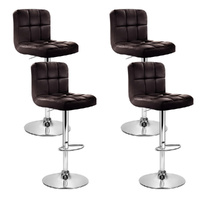 Artiss 4x Brown Leather Gas Lift Bar Stools
