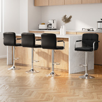 Artiss 4x Black Leather Gas Lift Bar Stools with Armrest