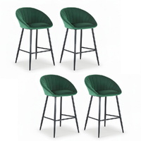 Artiss 4x Green Velvet Tub Bar Stools Metal Frame Counter Height