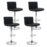 Artiss 4x Gas Lift Leather Bar Stools - Black