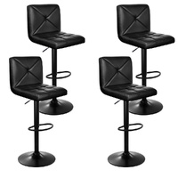 Artiss 4x Gas Lift Leather Bar Stools - Black