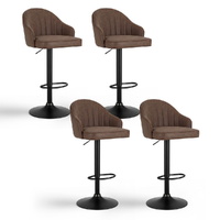 Artiss 4x Swivel Gas Lift Leather Bar Stools - Brown