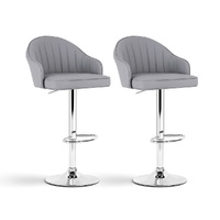 Artiss 2x Bar Stools Kitchen Swivel Gas Lift Counter Chair Grey Leather