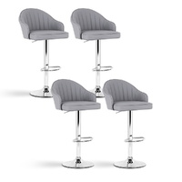 Artiss 4x Bar Stools Kitchen Swivel Gas Lift Counter Chair Grey Leather