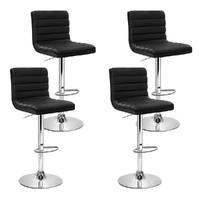 Artiss 4x Bar Stools Padded Leather Gaslift Black