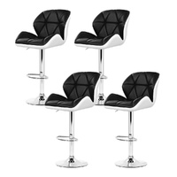 Artiss 4x Bar Stools Padded Leather Gaslift Black White