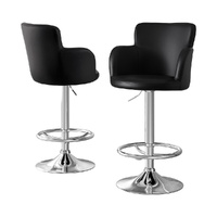 Artiss 2x Swivel Bar Stools Adjustable Gas Lift PU Leather Black
