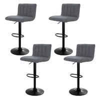 Artiss 4x Vintage Leather Gas Lift Bar Stools Grey