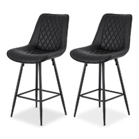 Artiss 2x Diamond PU Leather Kitchen Counter Bar Stools Black