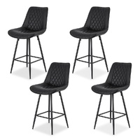Artiss 4x Diamond PU Leather Kitchen Counter Bar Stools Black