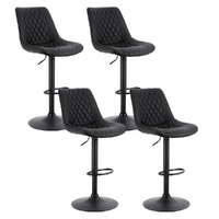 Artiss 4x Swivel Gas Lift Diamond Counter Bar Stools Black