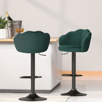 Artiss 4x Green Velvet Gas Lift Bar Stools