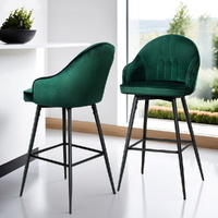 Artiss 4x Green Velvet Swivel Bar Stools Metal Legs