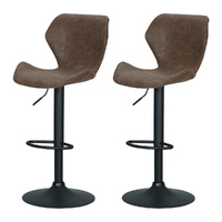 Artiss 2x Kitchen Counter Bar Stools Swivel Gas Lift Vintage Brown