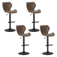 Artiss 4x Bar Stools Gas Lift Vintage Leather Brown