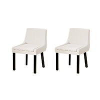 Artiss 2x Dining Chairs Corduroy Wooden Beige