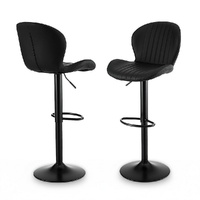 Artiss 2x Bar Stools Kitchen Swivel Gas Lift Counter Chair Shell Leather Black