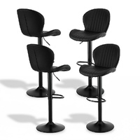 Artiss 4x Bar Stools Kitchen Swivel Gas Lift Black Leather