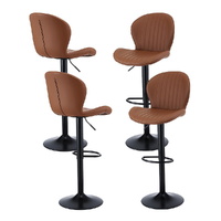 Artiss 4x Bar Stools Kitchen Swivel Gas Lift Brown Leather
