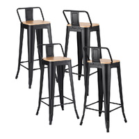 Artiss 4x Stackable Metal Bar Stools Counter Height Black