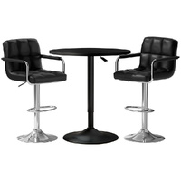 Artiss Bar Table and Stools Set Dining Desk Kitchen Chairs Black