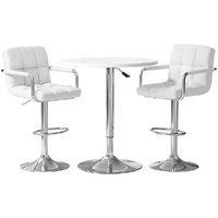 Artiss Bar Table and Stools Set Dining Desk Kitchen Chairs White